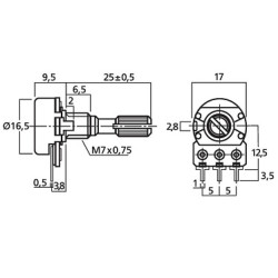 POTENCIOMETRO LINEAL METALICO 5K 