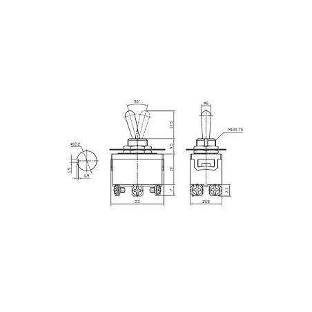 CONMUTADOR 6 PATAS TORNILLO ON-ON 10A 250V