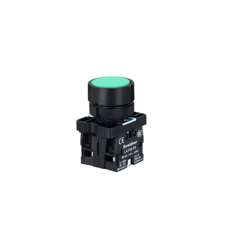 PULSADOR DE BOTON 22MM 220V VERDE