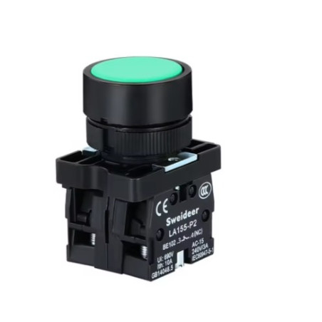 PULSADOR DE BOTON 22MM 220V VERDE