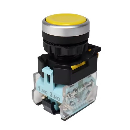 INTERRUPTOR DE BOTON 22MM 220V AMARILLO