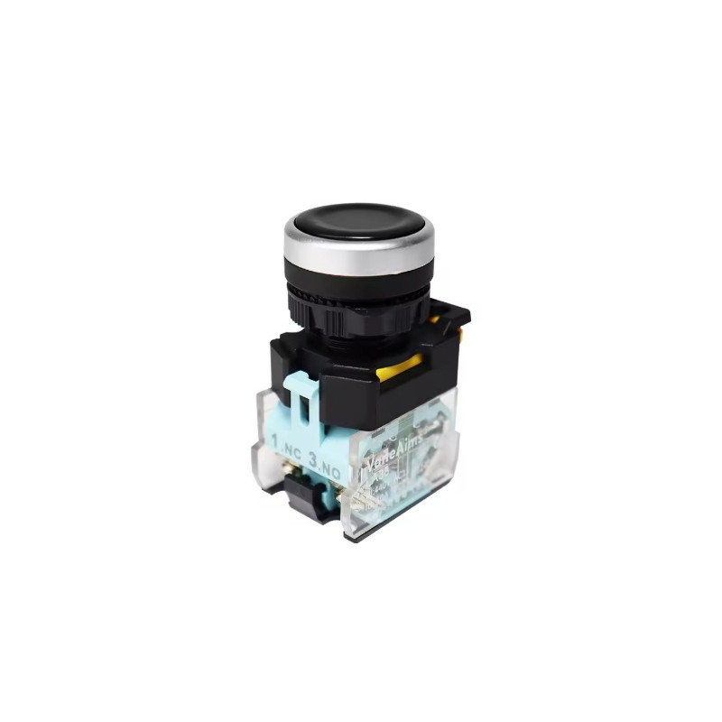 PULSADOR INDUSTRIAL 22mm 1 NO   1 NC NEGRO
