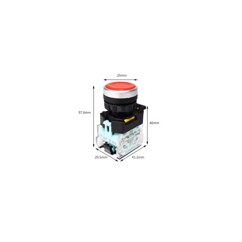 INTERRUPTOR DE BOTON 22MM 220V ROJO