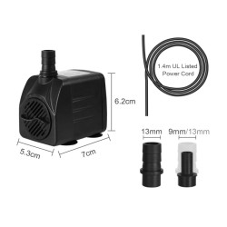 BOMBA DE AGUA SUMERGIBLE MINI 16W 800L/H