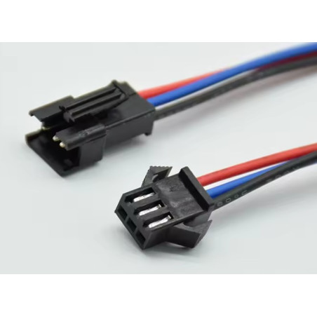 CONECTOR TIRA LED MACHO-HEMBRA 3 PINES CON CABLE