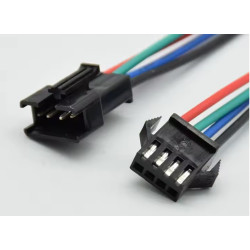 CONECTOR TIRA LED MACHO-HEMBRA 4 PINES CON CABLE