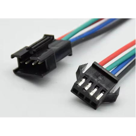 CONECTOR TIRA LED MACHO-HEMBRA 4 PINES CON CABLE
