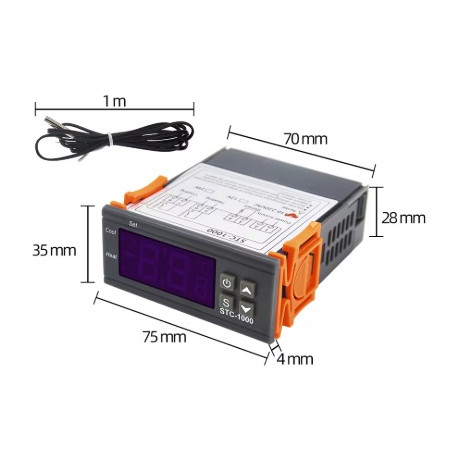 TERMOSTATO DIGITAL DC 12V 10A RANGO -50º 99ºC