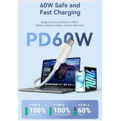 CABLE TIPO C 2 0 A TIPO C 3A 2M  60W AZUL