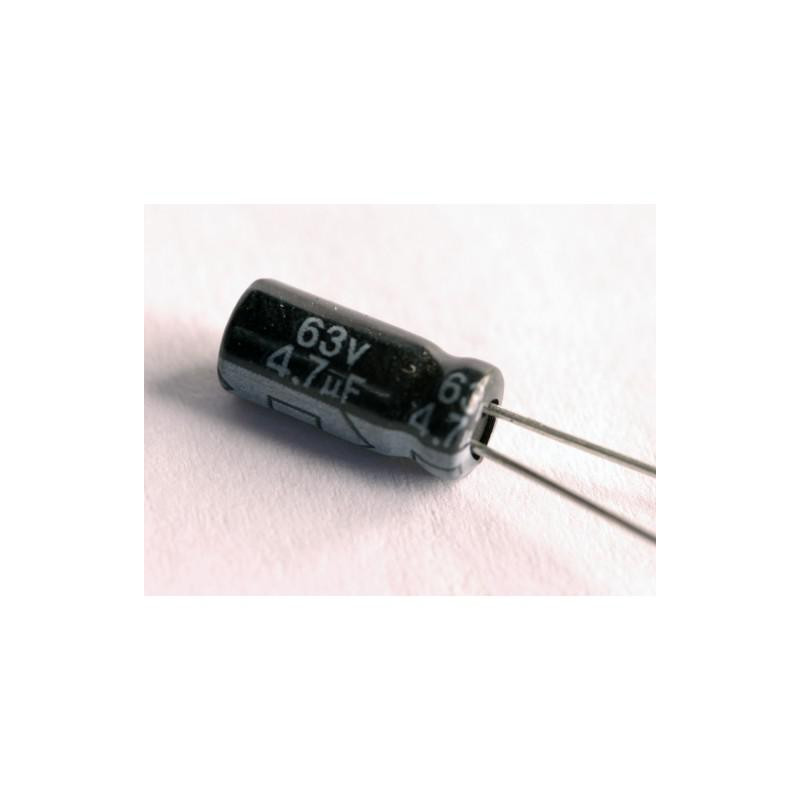 CONDENSADOR 4 7MF 63V 105º ELECT  PACK DE 10 UNIDA