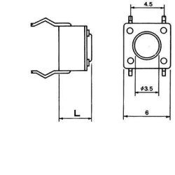 PULSADOR TACTO 6X6MM 4 PATAS PACK DE 5 UNIDADES