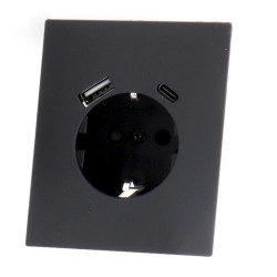 ENCHUFE NEGRO CON TOMA DE USB Y C SERIE CC