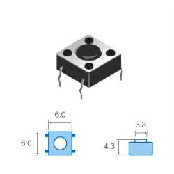PULSADOR TACTO 6X6MM 4 PATAS ALTO 4 30MM PACK 5 UN