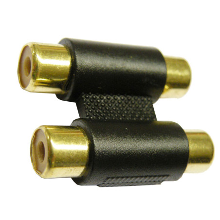 ADAPTADOR 2 RCA HEMBRA A 2 RCA HEMBRA DORADO