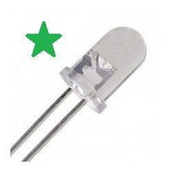 DIODO LED 5mm 3V TRANSPARENTE LUZ VERDE PACK DE 10