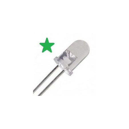DIODO LED 5mm 3V TRANSPARENTE LUZ VERDE PACK DE 10