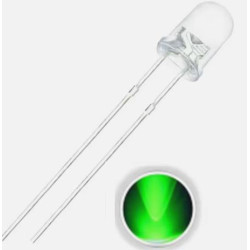 DIODO LED 5mm 3V TRANSPARENTE LUZ VERDE PACK DE 10
