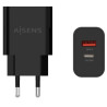 CARGADOR USB 20W 1 USB-C  1 USB-A QC 3 0 NEGRO
