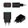 CARGADOR USB 20W 1 USB-C  1 USB-A QC 3 0 NEGRO
