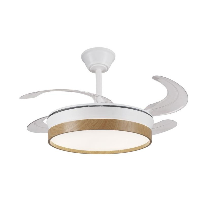VENTILADOR DE TECHO RETRACTIL FIONA-L BLANCOMADERA