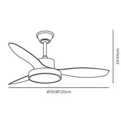 VENTILADOR DE TECHO CELESTE-XL MARRON 45W 3 ASPAS