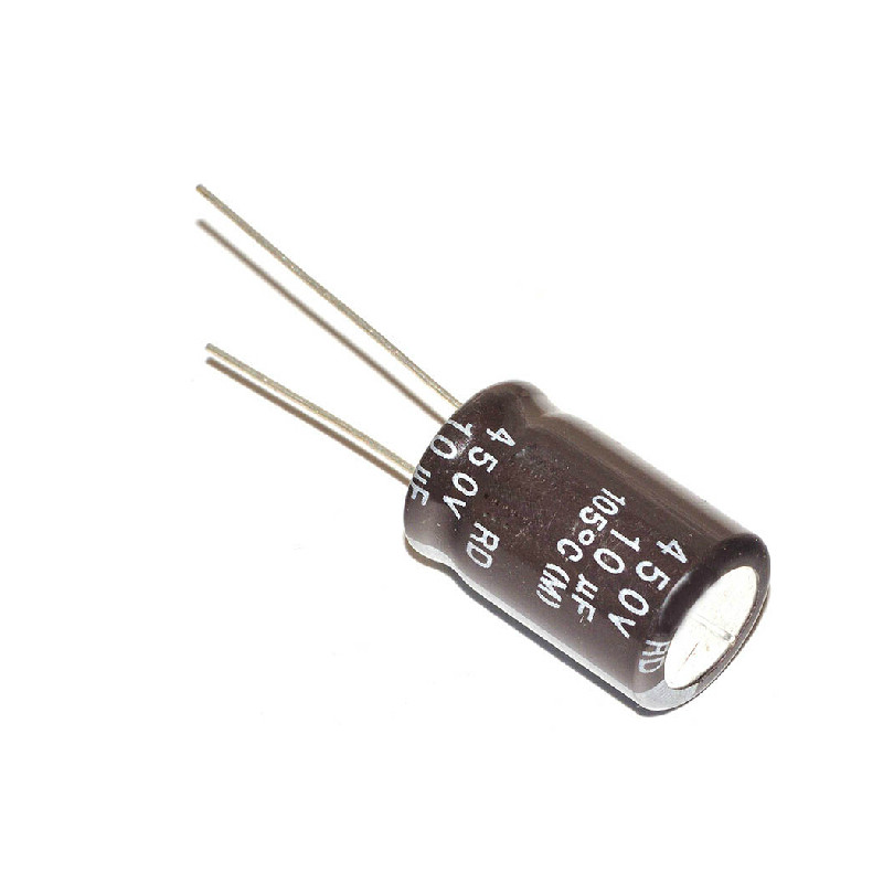 CONDENSADOR ELECT 10MF 450V 105º PACK 10 UNIDADES