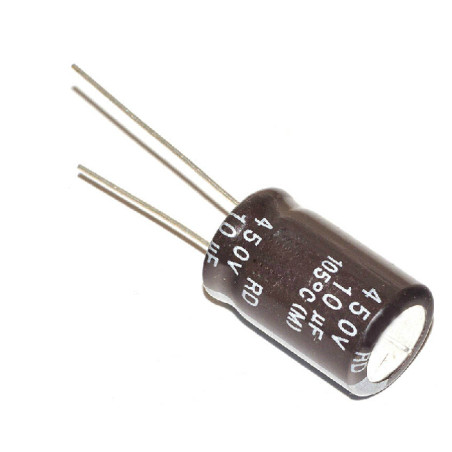 CONDENSADOR ELECT 10MF 450V 105º PACK 10 UNIDADES