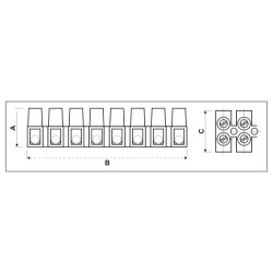 REGLETA 12 CONTACTOS 40A/76A 16MM BLANCA