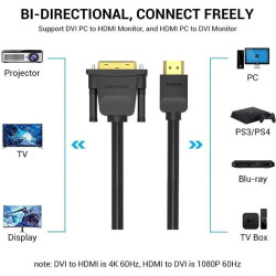 CABLE HDMI MACHO - DVI MACHO 2 METROS