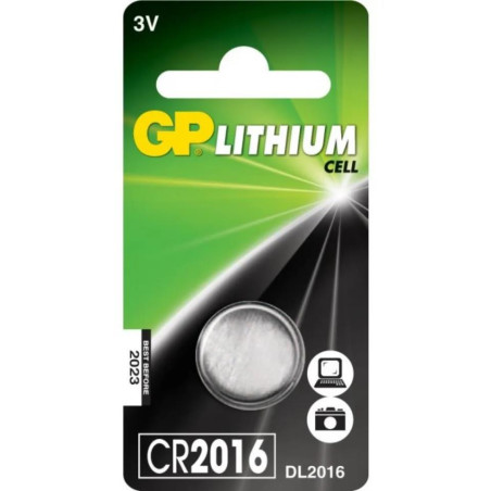 PILA DE BOTON CR2016 GP 20x1 60mm 3V 72mAh