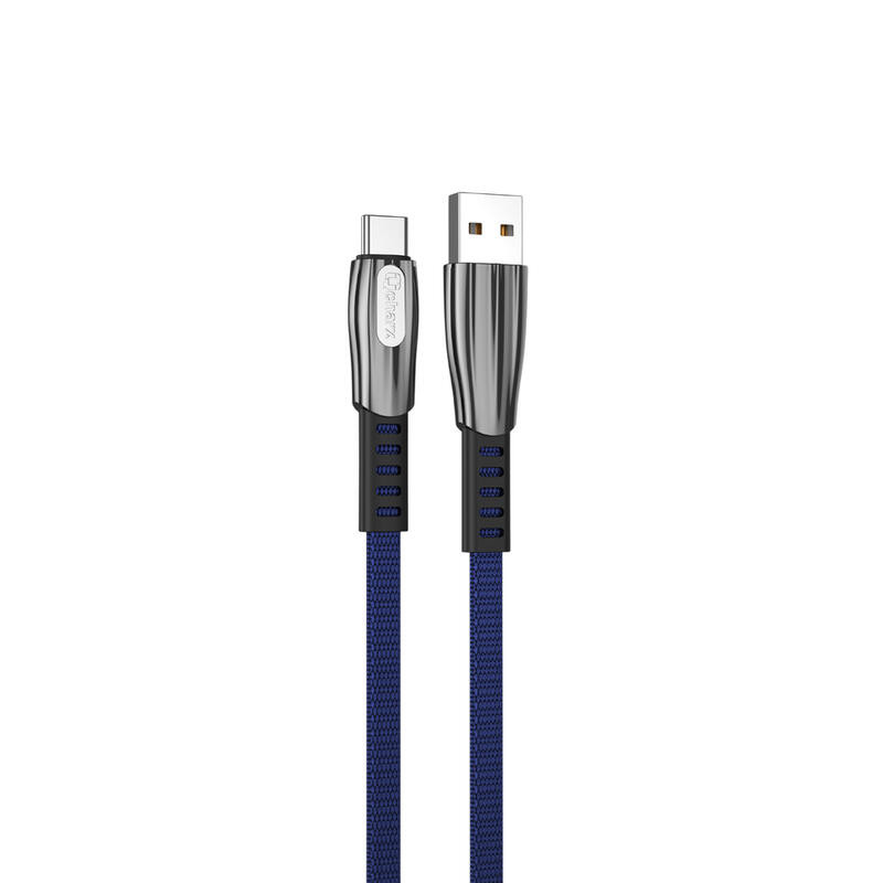CABLE USB A TIPO C 3A 1M ZINC AZUL CORDON PREMIUM