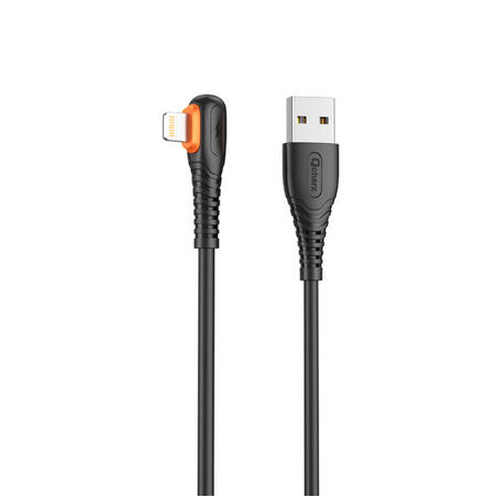 CABLE USB A LIGHTNING 3A 1M PVC NEGRO ACODADO