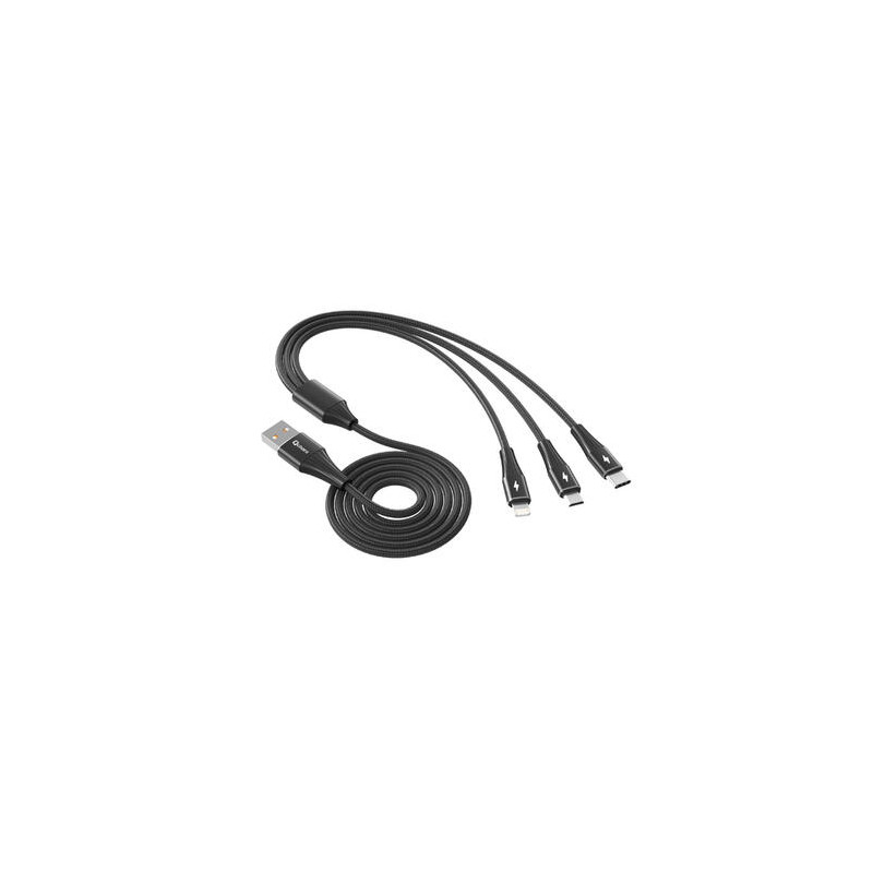 CABLE USB A LIGHTNING TIPO C MICRO 3A 1 2M ALM NEG