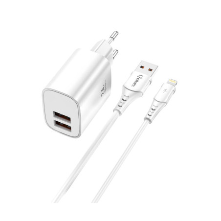 CARGADOR 2 4A 2W 2XUSB CABLE 1M USB A LIGHTNING BL
