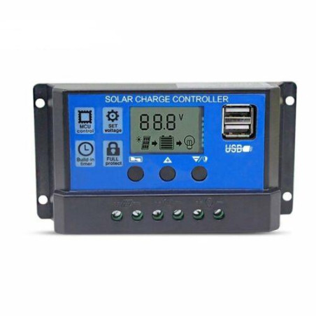 REGULADOR PWM CARGA SOLAR 10A 12-24V 2xUSB