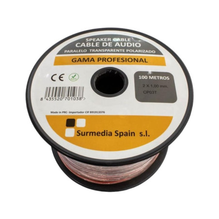 CABLE DE AUDIO PARALELO 2X1MM TRANSPARENTE POLAR