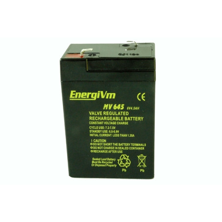 BATERIA 6V 4 5A PLOMO AGM 70x101x48mm ENERGIVM
