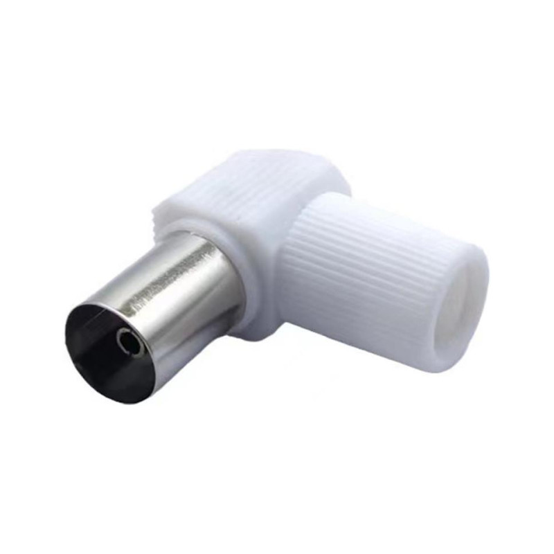 CONECTOR ANTENA TV HEMBRA ACODADO BLANCO