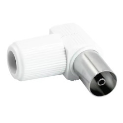 CONECTOR ANTENA TV HEMBRA ACODADO BLANCO