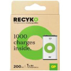 PILA RECARGABLE 9V R9 6LR61 GP RECYKO UNIDAD