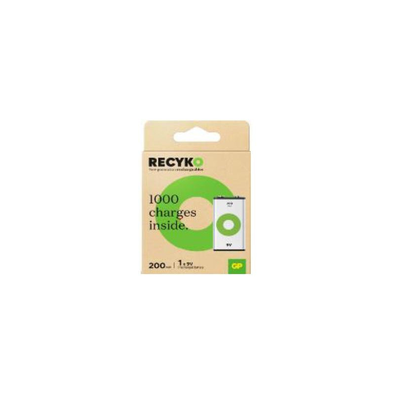 PILA RECARGABLE 9V R9 6LR61 GP RECYKO UNIDAD