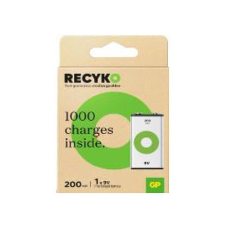 PILA RECARGABLE 9V R9 6LR61 GP RECYKO UNIDAD