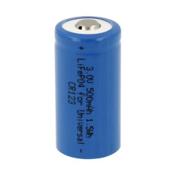 BATERIA CR123 RECARGABLE 3V 450mAh LIFEP04