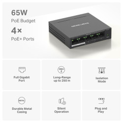 SWITCH POE RJ45 5 PUERTOS GIGABIT MERCUSYS MS105GP