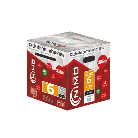 CABLE UTP CAT 6 RIGIDO EXTERIOR  EN ROLLO 305M 
