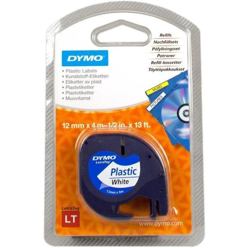 CINTA ETIQUETAS DYMO LETRATAG 91221 PLASTICO BLANC