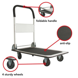 CARRO DE TRANSPORTE PLEGABLE ACERO NEGRO MAX 150KG