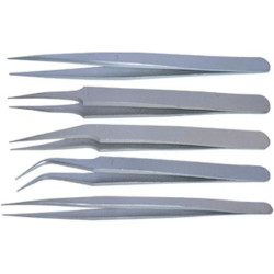 JUEGO 5 PINZAS INOX