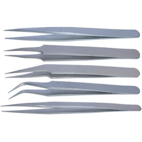JUEGO 5 PINZAS INOX