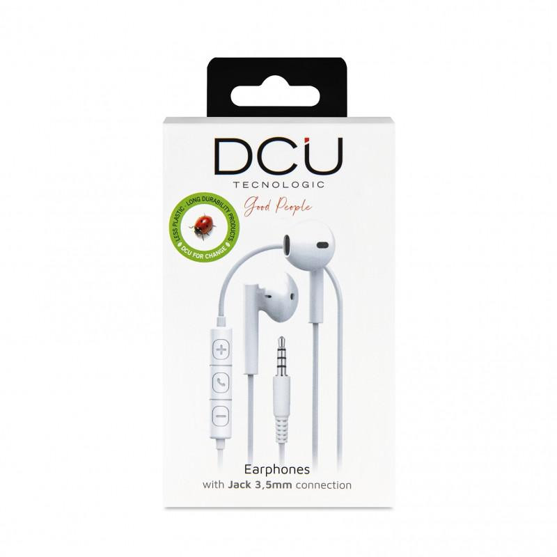 AURICULARES ESTEREO CON CABLE Y MICRO  DCU BLANCOS